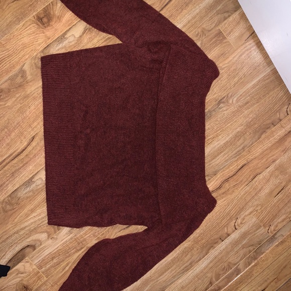 Burgundy Off the shoulder Sweater - Picture 3 of 3